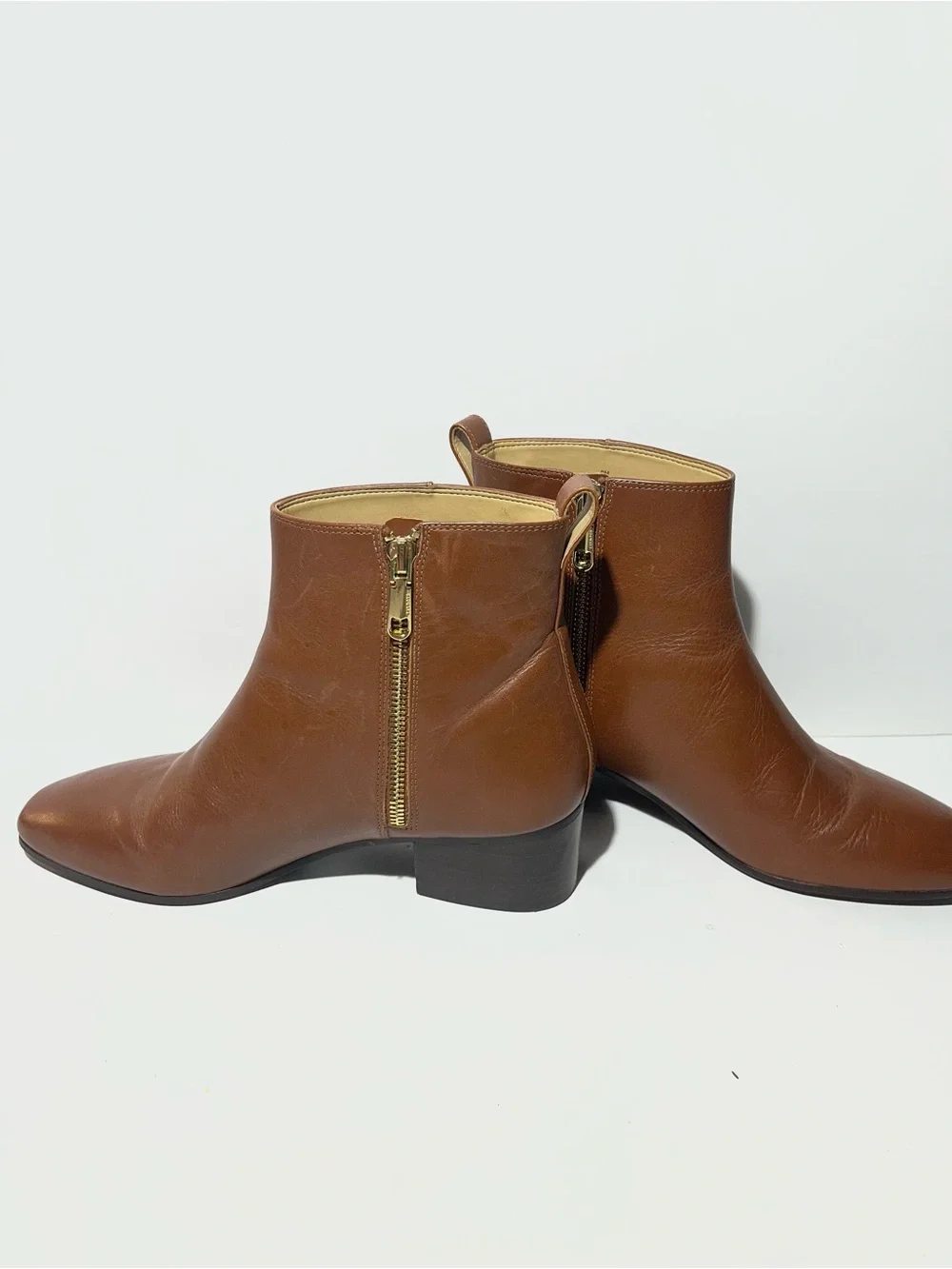 😍 Talbots Men’s Chestnut Brown Leather Chukka Zip Ankle Boots size 9
